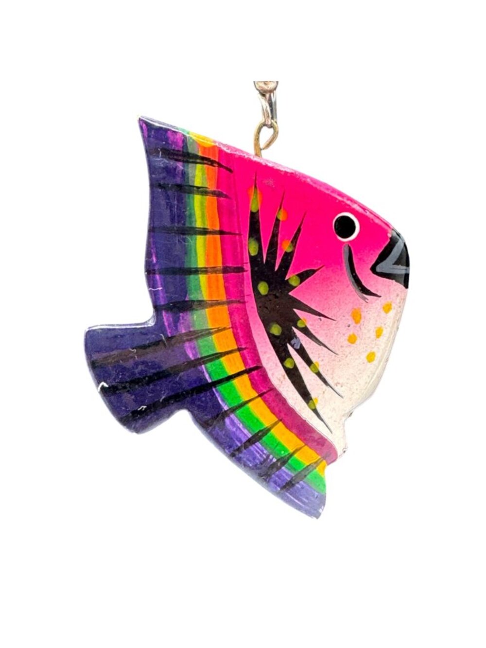 Tropical Fish Earrings Pierced Hand Painted Wood Beachy Summer Bright Colors - Picture 3 of 6